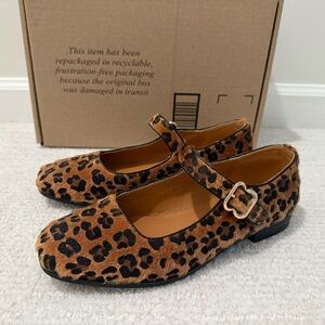Leopard Print Mary Jane Flats - Brown/Cream